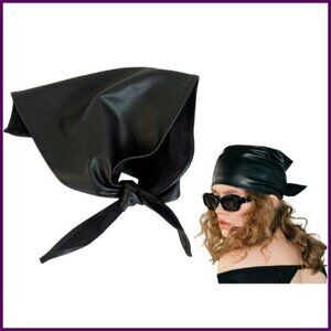 PU Leather Triangle Scarf 43.3" Gothic Y2K Accessory Head Neck Wrap
